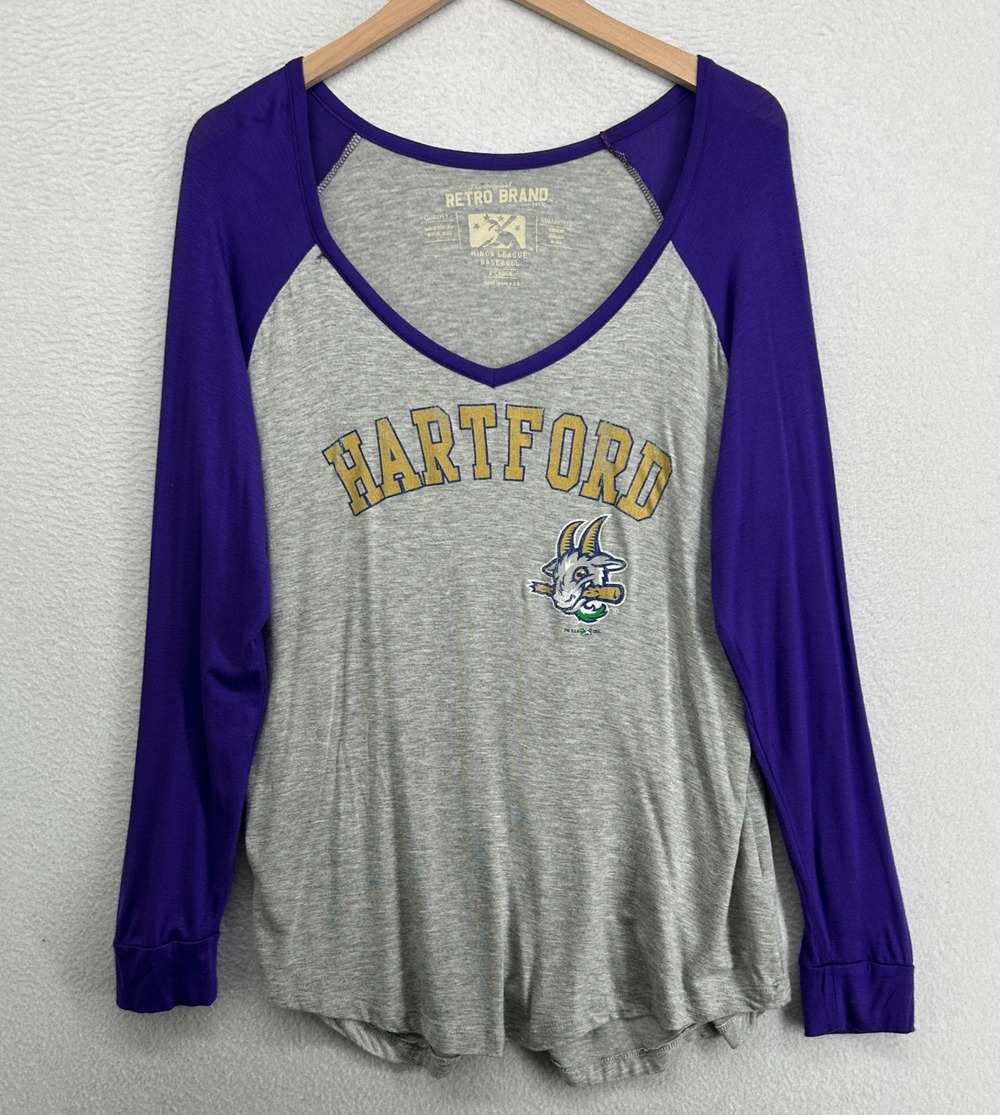 HARTFORD YARD GOATS Top Womens XL MiLB CT Minor Baseball Merch Long Sleeve Gray